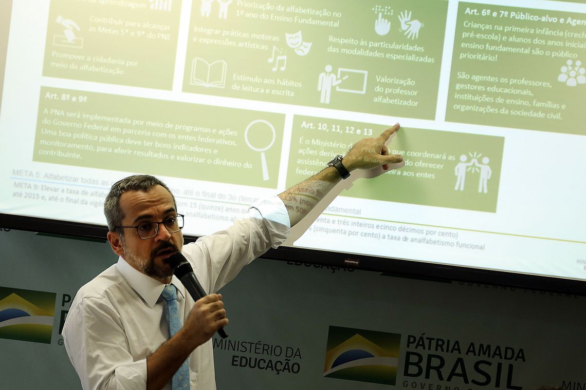 José Cruz/Agência Brasil O ministro da Educação, Abraham Weintraub, fala sobre políticas para educação e Diretrizes para o MEC, durante café da manhã com jornalistas.