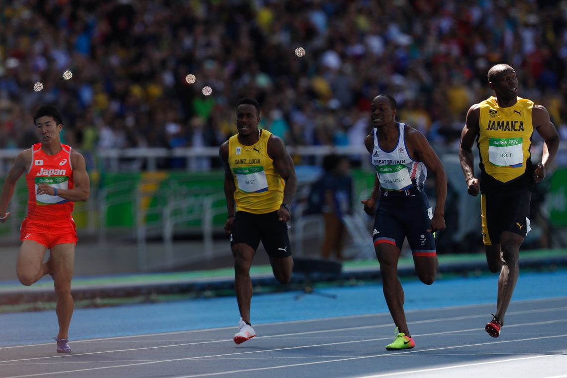 Fernando Frazão/Agência Brasil Rio de Janeiro - O jamaicano Usain Bolt vence sua bateria na rodada classificatória dos 100 metros rasos de atletismo dos Jogos Rio 2016, no Estádio Olímpico (Fernando Frazão/Agência Brasil)