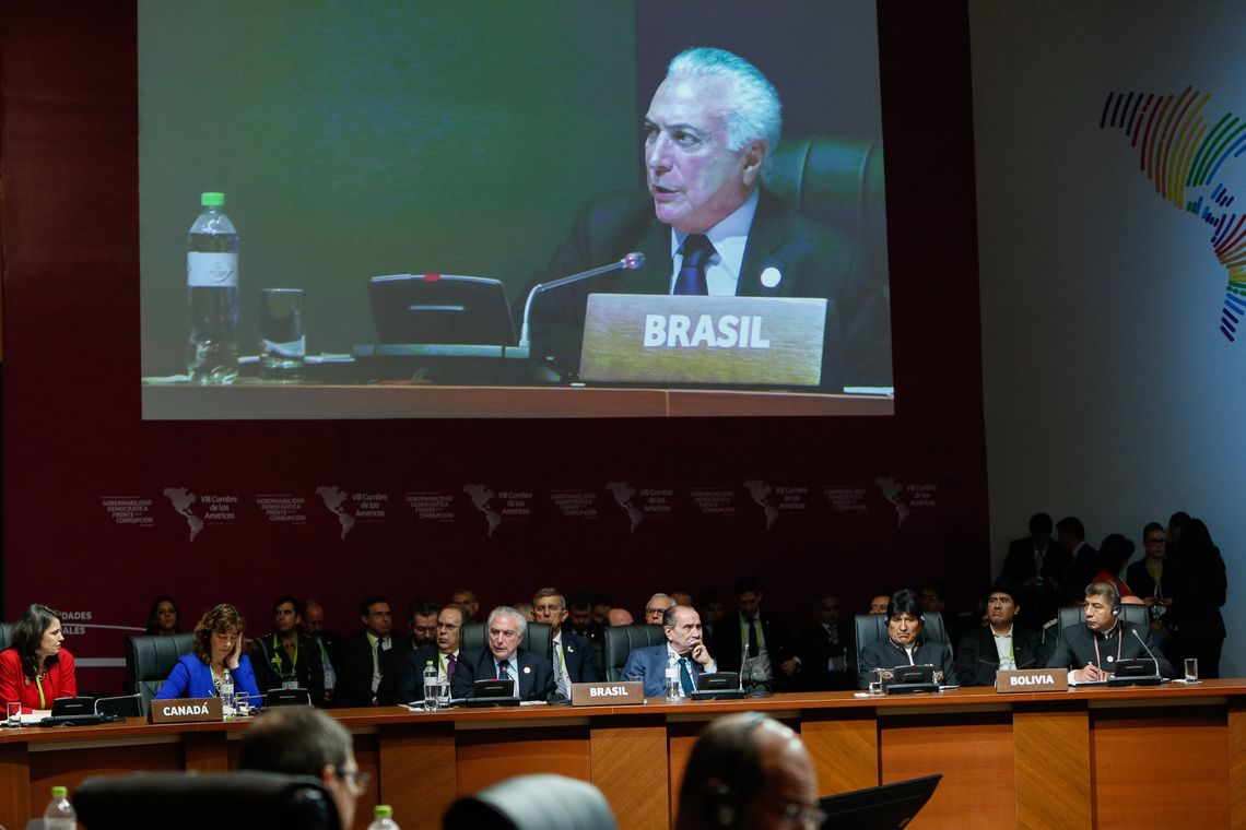 Alan Santos/PR Lima - Presidente Michel Temer discursa durante sessão plenária da 8ª Cúpula das Américas, no Peru (Alan Santos/PR)