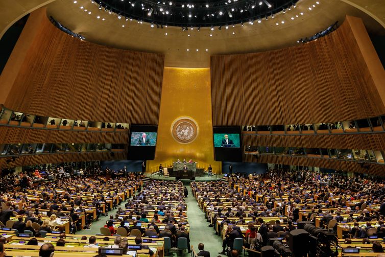 O presidente Michel Temer discursa na abertura da 73ª Assembleia Geral da Organização das Nações Unidas (ONU), em Nova York.