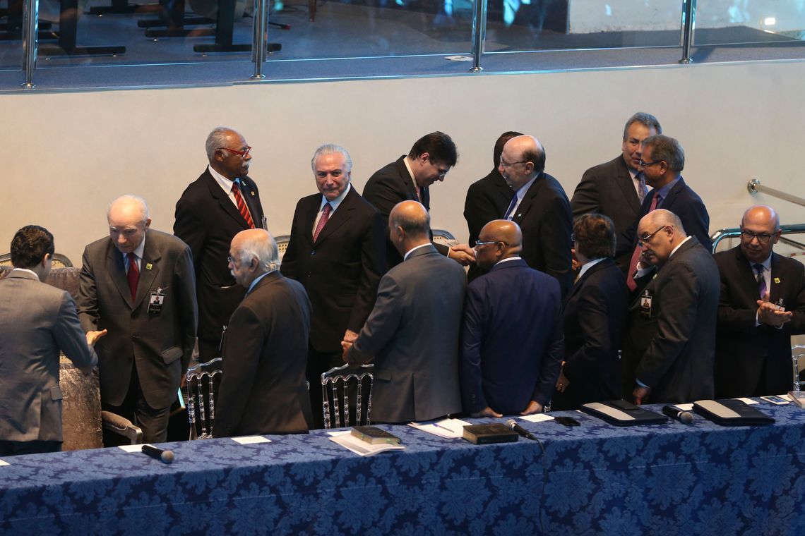 Valter Campanato/Agência Brasil O presidente Michel Temer, participa da Assembleia Geral Extraordinária da Convenção Nacional das Assembleias de Deus no Brasil (Conamad), em Brasília.
