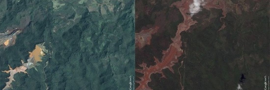 Barragem de Mariana - antes e depos Barragem de Mariana - antes e depos