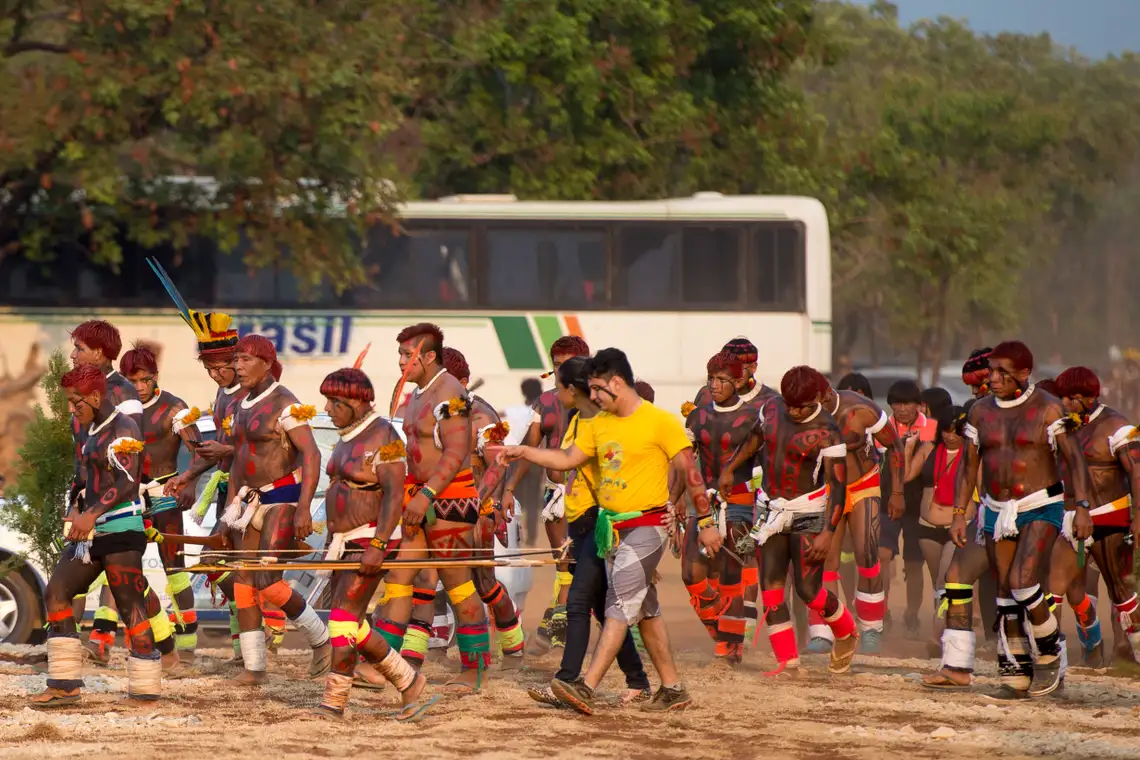 Marcelo Camargo/Agência Brasil Palmas/TO- Índios Kamayura se reúnem em área próxima a Aldeia Okara, onde as etnias brasileiras estão hospedadas ( Marcelo Camargo/Agência Brasil)