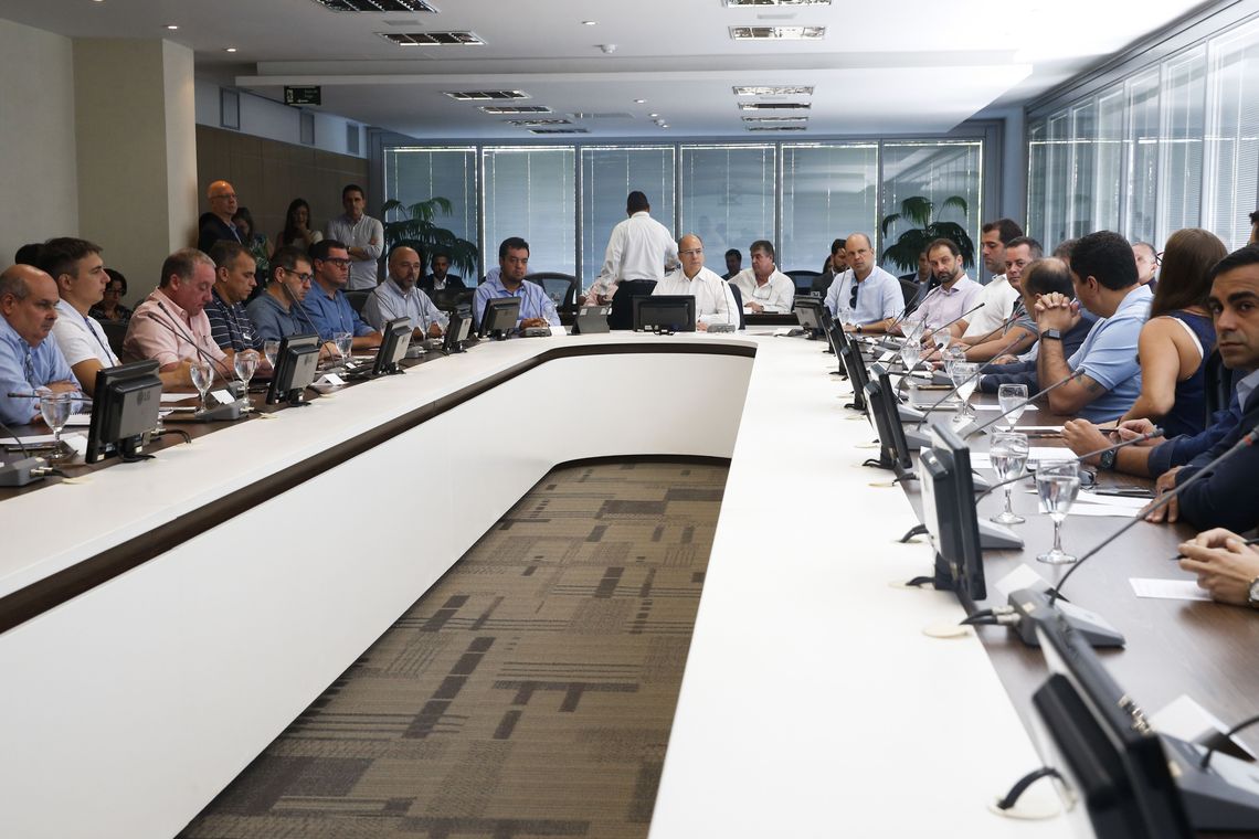 Tomaz Silva/Agência Brasil O governador do Rio de Janeiro, Wilson Witzel se reúne com secretariado no Palácio Guanabara, em Laranjeiras, zona sul da capital fluminense.