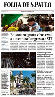 Capa do Jornal Folha de S. Paulo Edição 2020-03-16