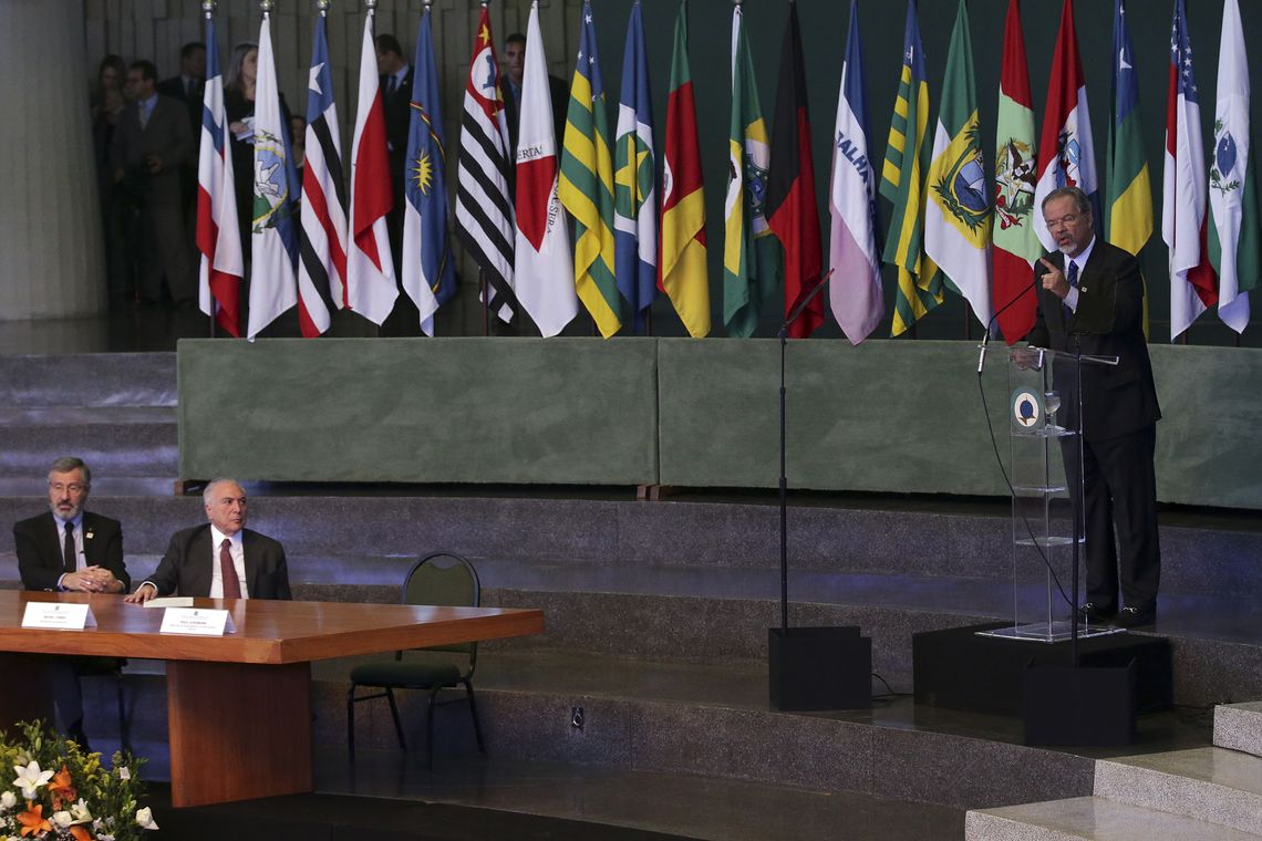 Antonio Cruz/Agência Brasil O presidente Michel Temer participa da abertura do Seminário Nacional de Segurança Pública, na Academia Nacional de Polícia, em Brasília.