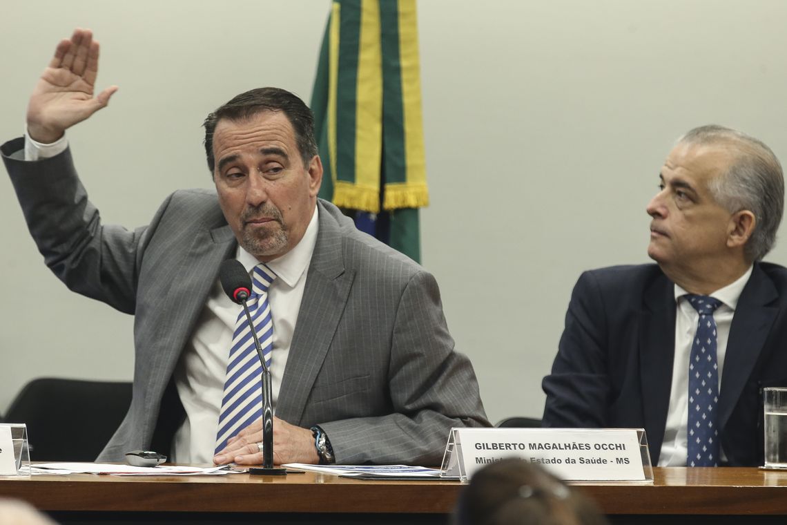 Antonio Cruz/Agência Brasil O ministro da Saúde, Gilberto Occhi, e o governador de São Paulo, Márcio França, participam de audiência pública na Comissão Mista de Orçamento (CMO) sobre indicadores e o desempenho orçamentário do SUS.