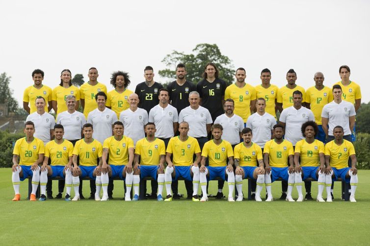 Foto oficial da seleÃ§Ã£o brasileira para a Copa do Mundo na RÃºssia