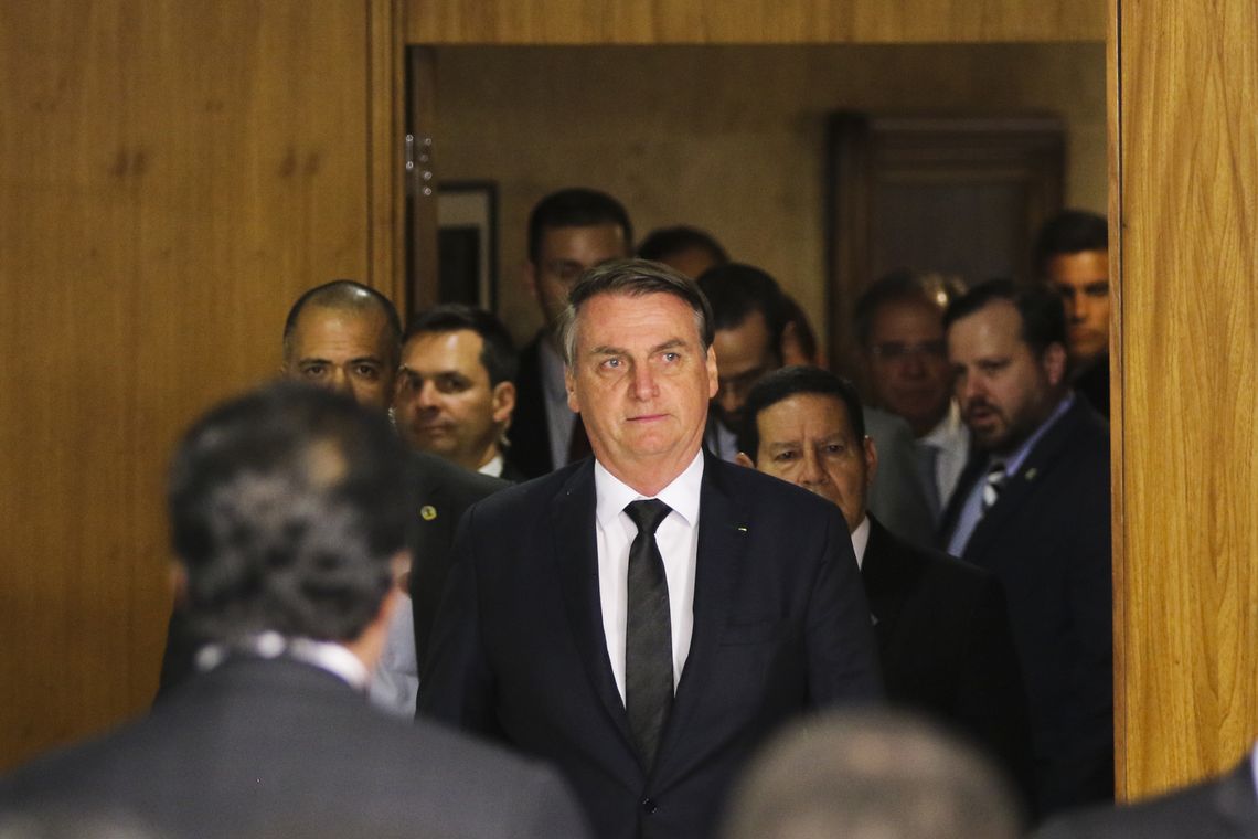 Valter Campanato/Agência Brasil O presidente, Jair Bolsonaro, participa da solenidade de Sanção da Lei de Combate às Fraudes Previdenciárias.