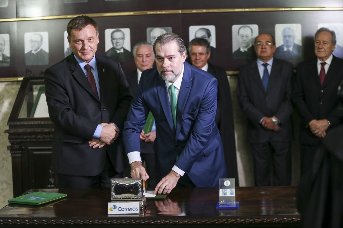 Fabio Rodrigues Pozzebom/Agência Brasil O presidente do Supremo Tribunal Federal (STF), Dias Toffoli, durante lançamento de selo e carimbo alusivos aos 30 anos da Constituição brasileira.