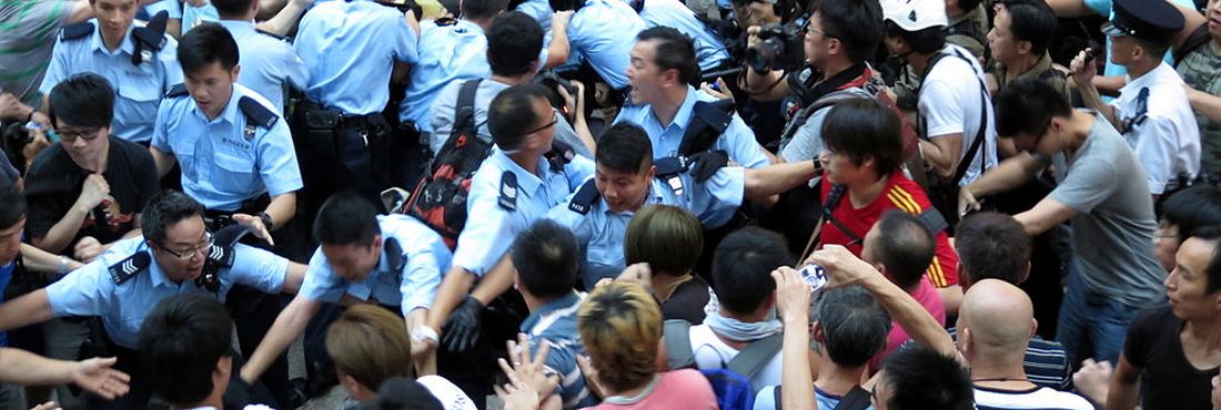 Protesto em Hong Kong Manifestantes protestam em Hong Kong