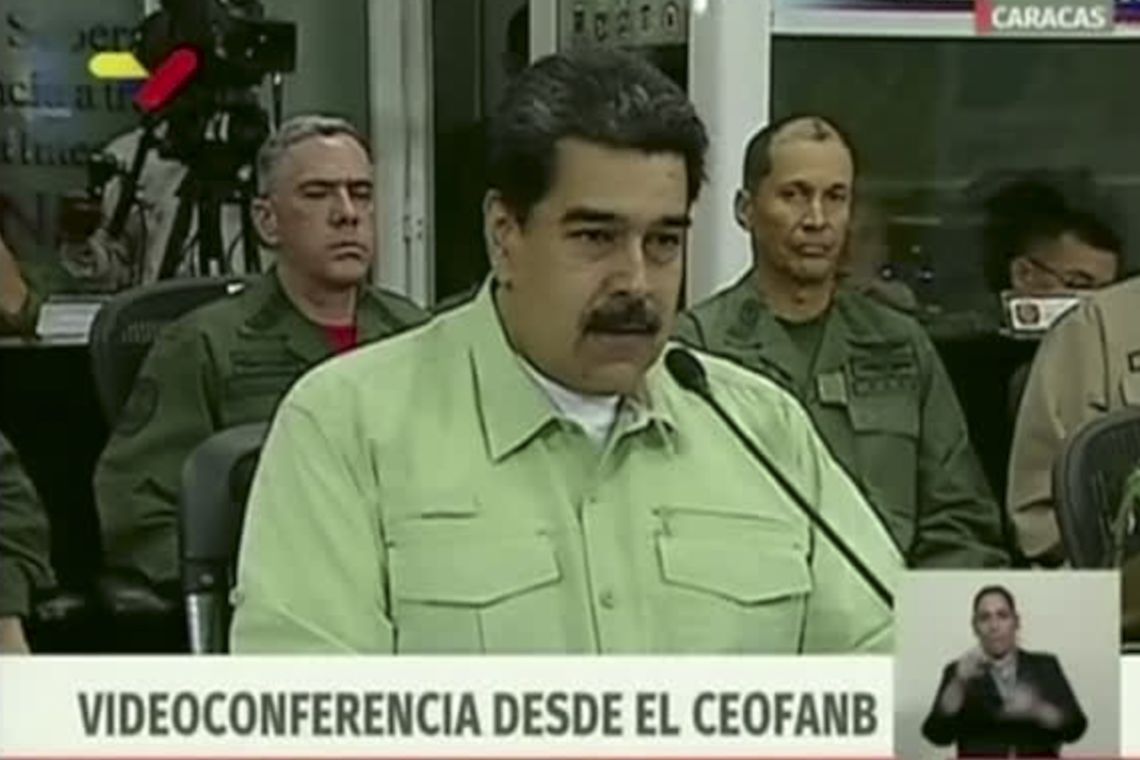 Presidente da Venezuela, NicolÃ¡s Maduro, durante videoconferÃªncia.