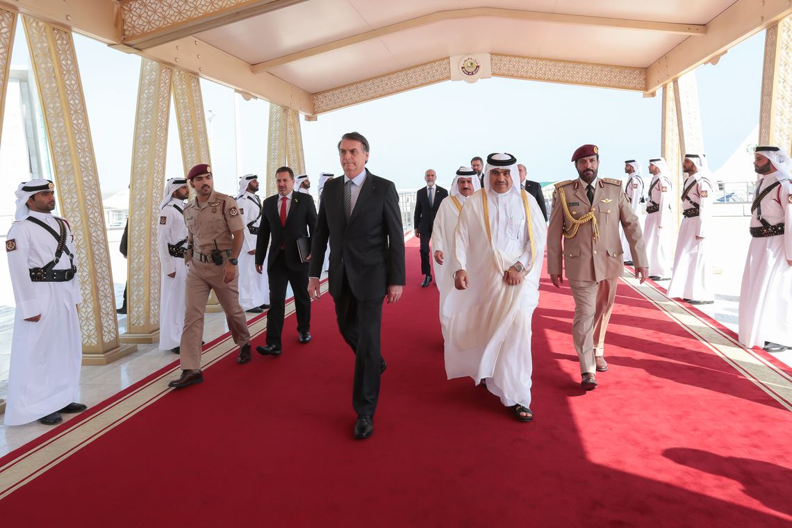 Presidente da República, Jair Bolsonaro chega a Doha.