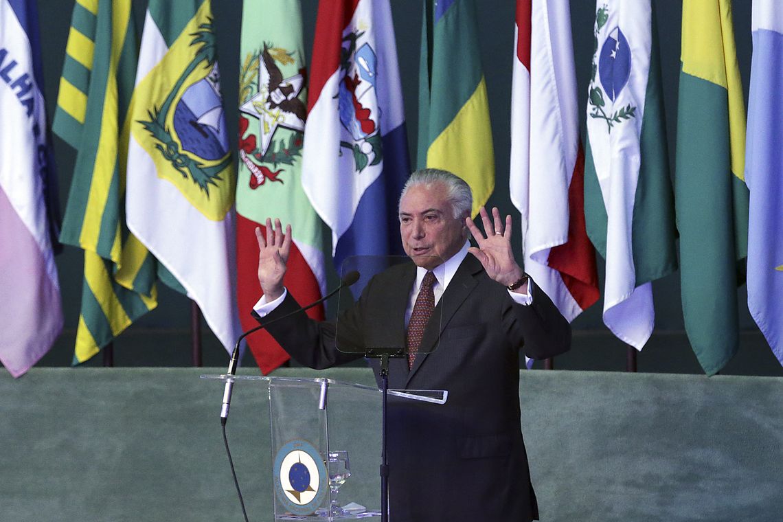 Antonio Cruz/Agência Brasil O presidente Michel Temer participa da abertura do Seminário Nacional de Segurança Pública, na Academia Nacional de Polícia, em Brasília.