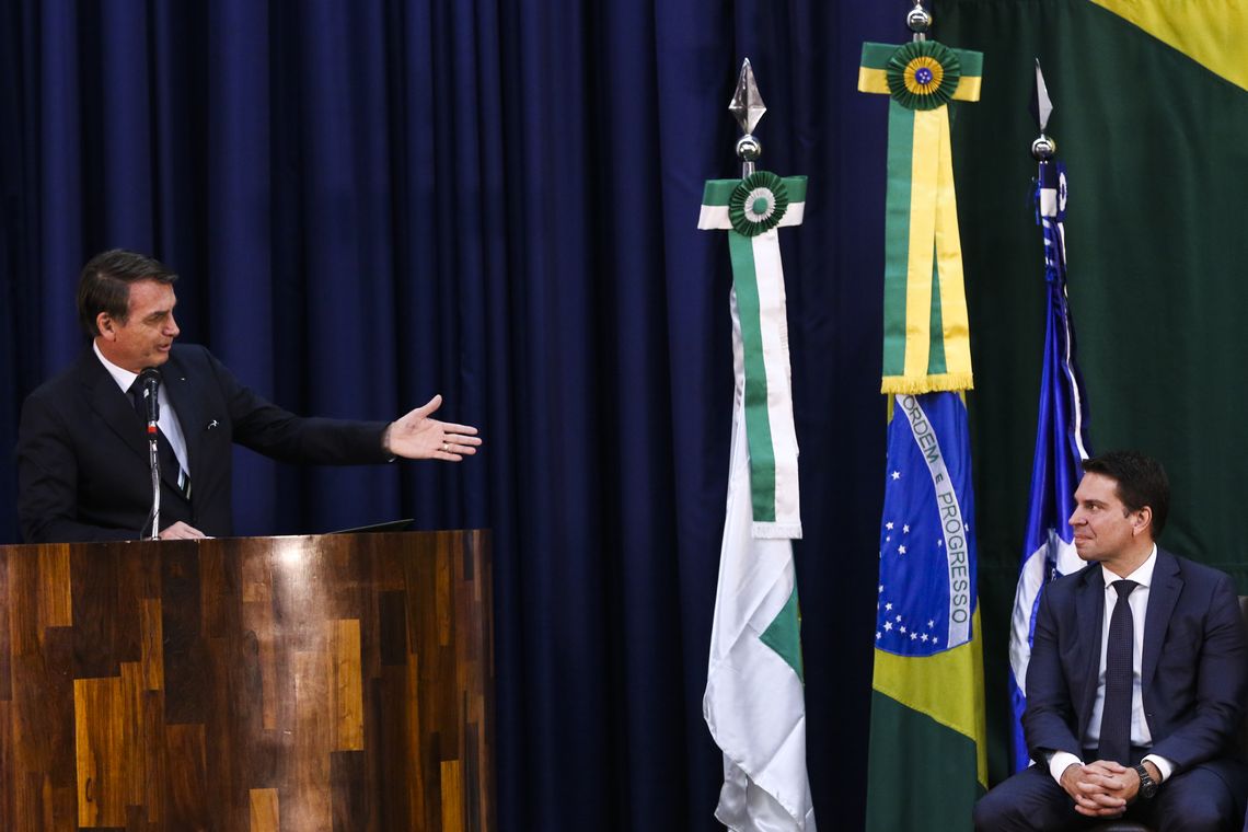 Valter Campanato/Agência Brasil O presidente Jair Bolsonaro participa da solenidade de posse do diretor-geral da Agência Brasileira de Inteligência (Abin), Alexandre Ramagem