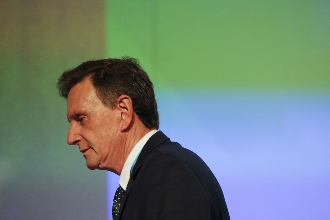 Tânia Rêgo/Agência Brasil O prefeito do Rio de Janeiro, Marcelo Crivella, participa da abertura do 11º Congresso Mundial de Câmaras, no Windsor Convention Center, na Barra da Tijuca, Rio de Janeiro.