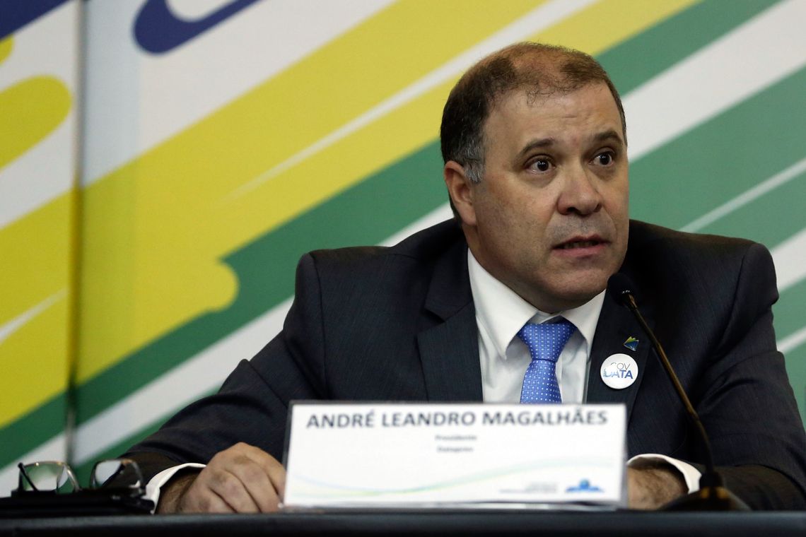 Valter Campanato/Agência Brasil Brasília - O presidente da Dataprev, André Leandro Magalhães, durante divulgação dos resultados preliminares das políticas públicas sociais (Valter Campanato/Agência Brasil)