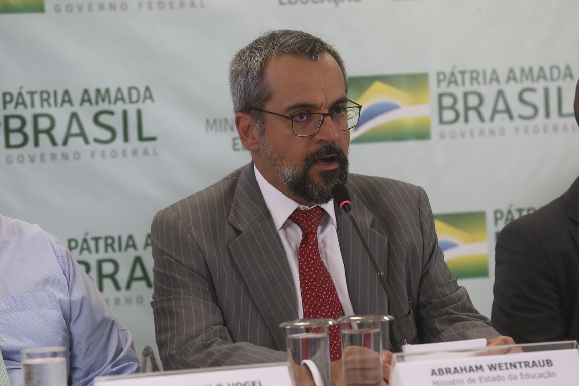 O ministro da EducaÃ§Ã£o, Abraham Weintraub, durante apresentaÃ§Ã£o do Plano de TransformaÃ§Ã£o Digital do MEC.