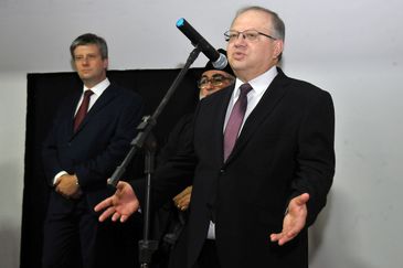 O embaixador da Rússia no Brasil, Sergey Akopov, durante abertura de exposição sobre o país, mostrando um pouco da cultura russa para os brasileiros.