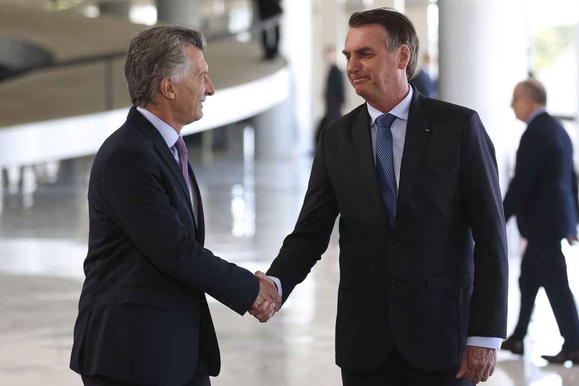 José Cruz/Agência Brasil Presidente Jair Bolsonaro recebe o presidente argentino, Mauricio Macri no Palácio do Planalto durante cerimônia oficial de chegada.