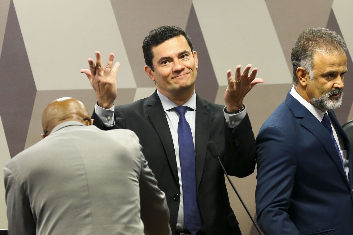 O ministro da Justiça e Segurança Pública, Sergio Moro, participa de audiência pública na Comissão de Constituição e Justiça do Senado.