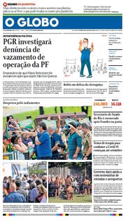 Capa do Jornal O Globo Edição 2020-05-18