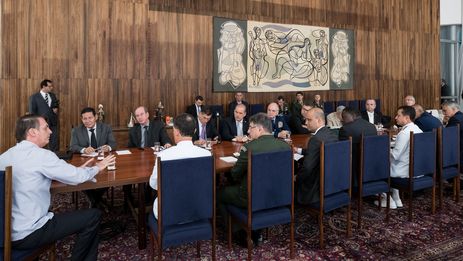 Presidente da República, Jair Bolsonaro, durante reunião sobre o Sistema de Proteção Social dos Militares