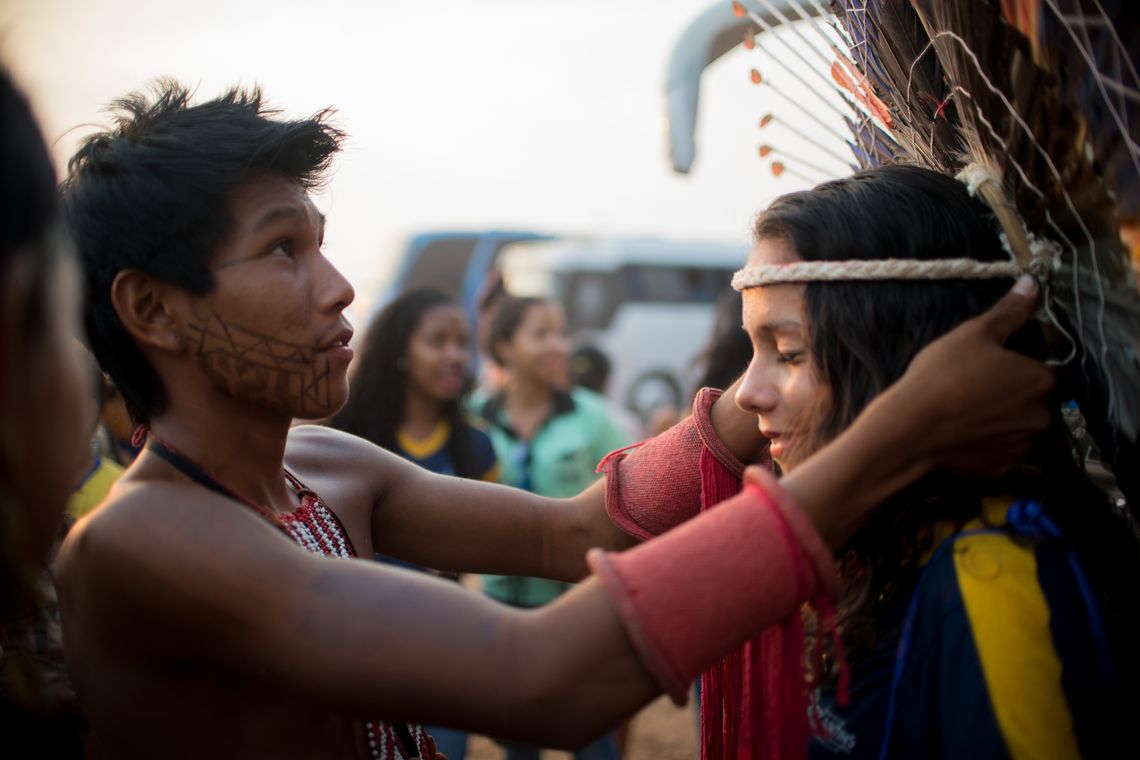 Marcelo Camargo/Agência Brasil Palmas/TO- Índios Karajá Xambioá se reúnem em área próxima a Aldeia Okara, onde as etnias brasileiras estão hospedadas ( Marcelo Camargo/Agência Brasil)