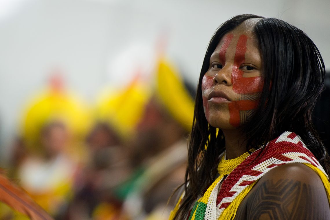 Marcelo Camargo/Agência Brasil Palmas/TO - Índios Kaiapó fazem apresentação espontânea durante coletiva de imprensa ( Marcelo Camargo/Agência Brasil)