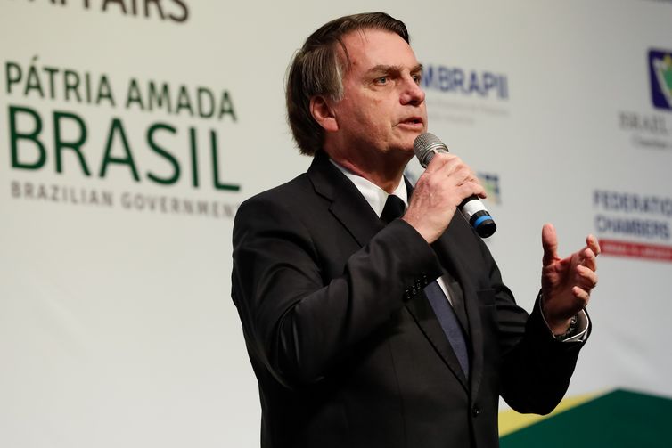 O presidente da República, Jair Bolsonaro, participa da cerimônia de abertura do encontro empresarial Brasil-Israel, em Jerusalém.
