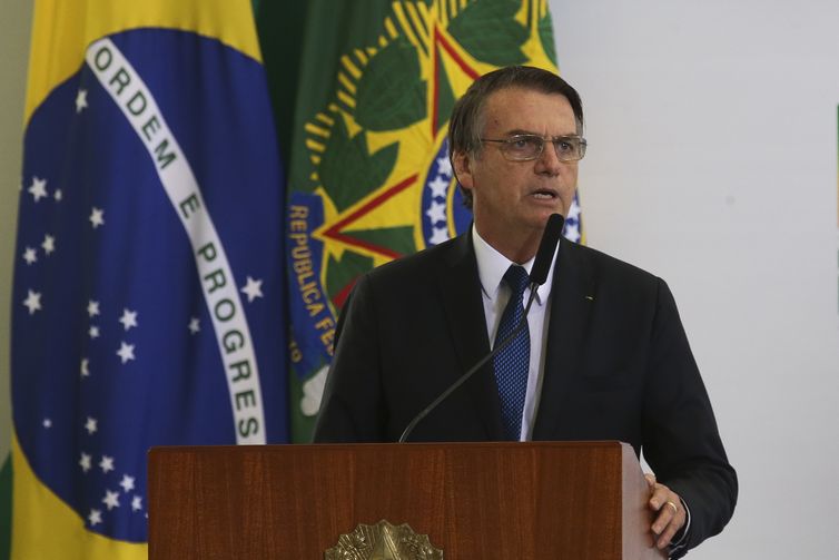 O presidente Jair Bolsonaro, participa da cerimÃ´nia dos 100 dias de governo