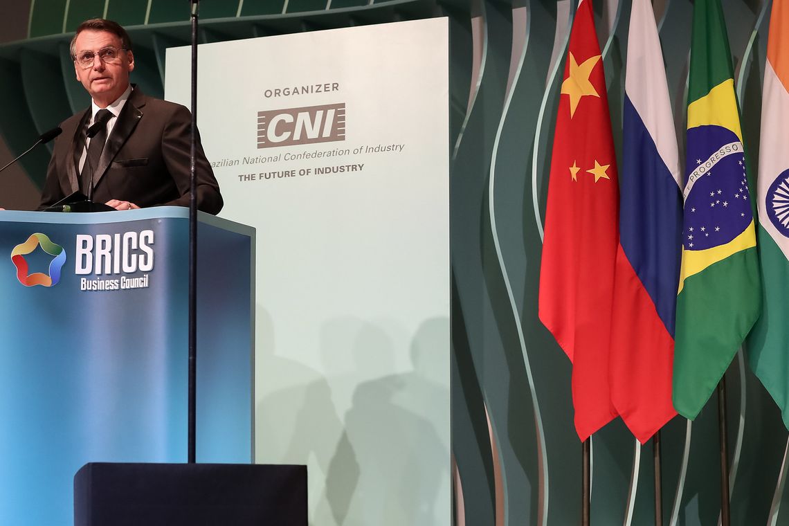 Marcos Corrêa/PR Presidente da República, Jair Bolsonaro, durante a cerimônia de encerramento do Fórum Empresarial do BRICS
