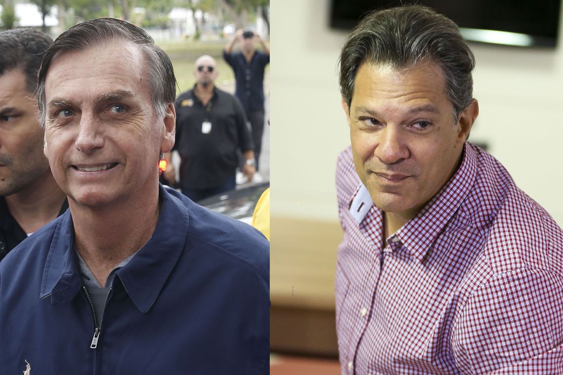 Candidatos Ã  PresidÃªncia Jair Bolsonaro (PSL) e Fernando Haddad (PT).