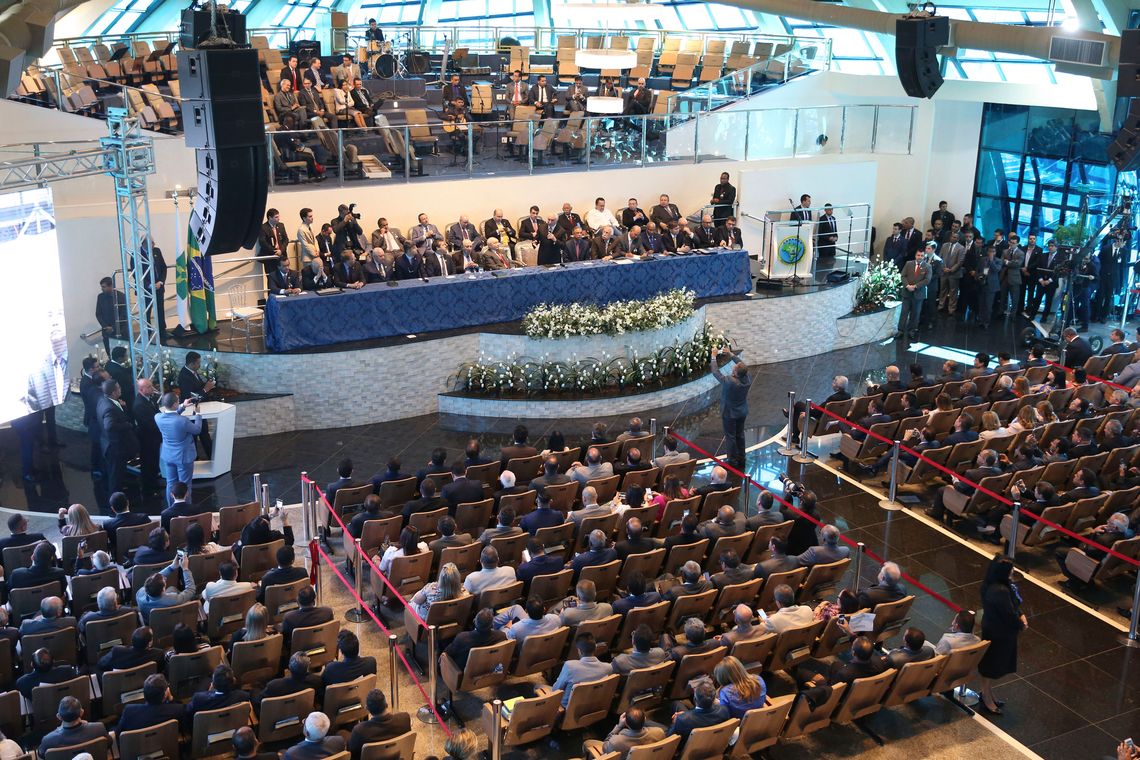 Valter Campanato/Agência Brasil O presidente Michel Temer, participa da Assembleia Geral Extraordinária da Convenção Nacional das Assembleias de Deus no Brasil (Conamad), em Brasília.