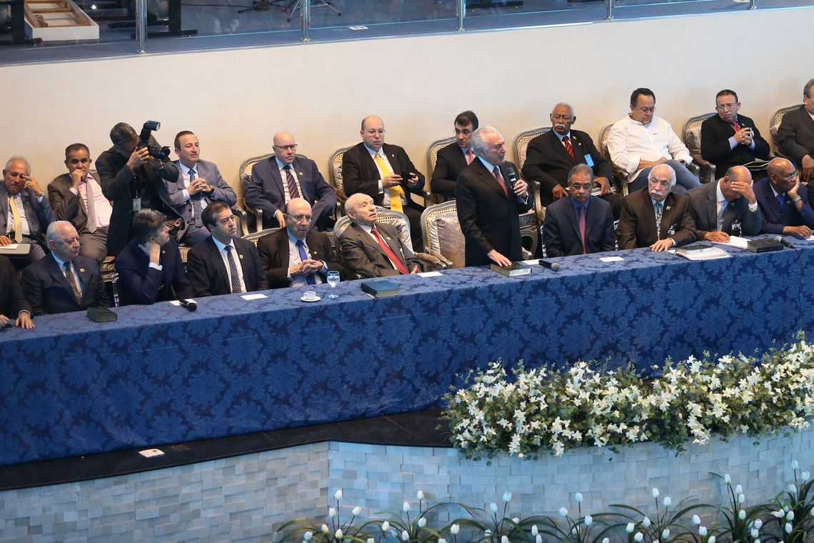 Valter Campanato/Agência Brasil O presidente Michel Temer, participa da Assembleia Geral Extraordinária da Convenção Nacional das Assembleias de Deus no Brasil (Conamad), em Brasília.