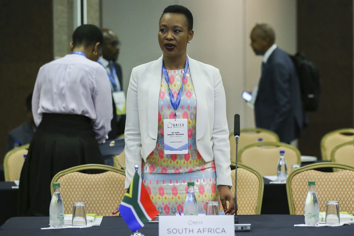 José Cruz/Agência Brasil A ministra de Telecomunicações e Serviços Postais, Stella Ndabeni-Abrahams, participa da 5ª Reunião de Ministros de Comunicações dos BRICS, no Hotel Windsor Plaza