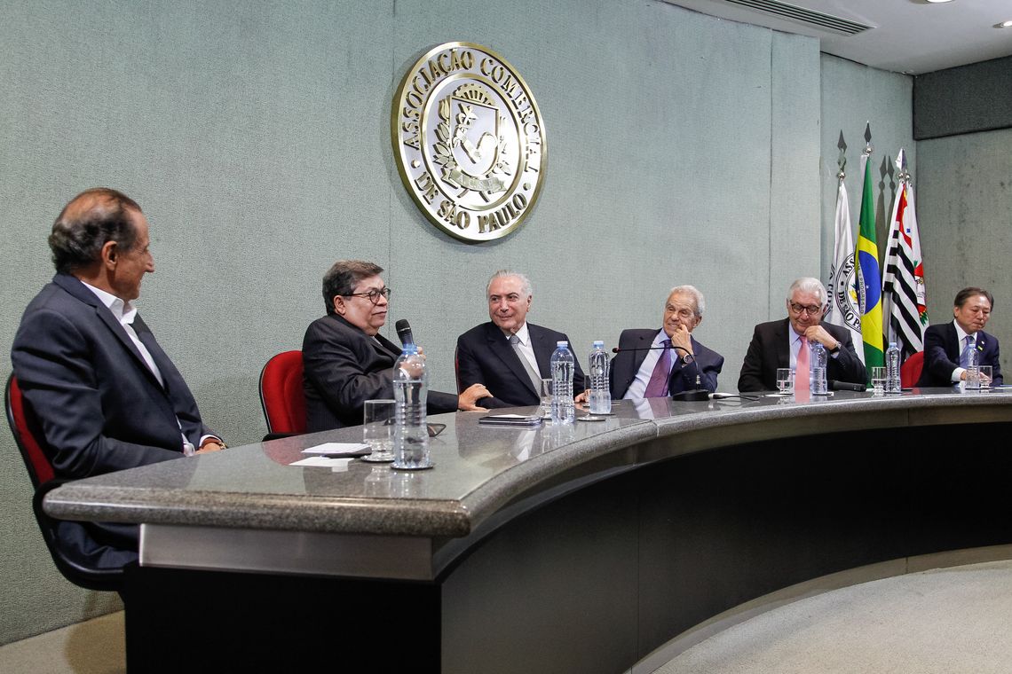 Beto Barata/Pr São Paulo - O presidente da Confederação das Associações Comerciais e Empresarias do Brasil, George Pinheiro, fala na cerimônia de abertura da sessão plenária da Federação das Associações Comerciais do Estado de São Paulo (Beto Barata/PR