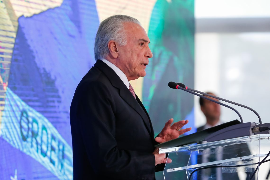 Marcos Corrêa/PR O presidente Michel Temer fala durante o evento: O Brasil Voltou.