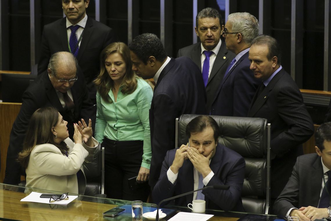 Fabio Rodrigues Pozzebom/Agência Brasil O presidente da Câmara, deputado Rodrigo Maia, durante a sessão de análise dos destaques ao texto principal da reforma da Previdência.