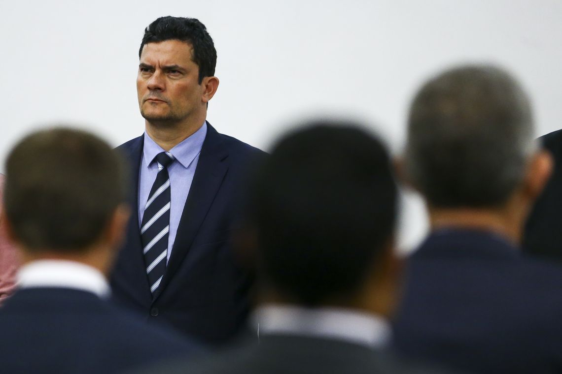 Marcelo Camargo/Agência Brasil O ministro da Justiça e Segurança Pública, Sergio Moro, participa do seminário Diálogos Brasil-França: Persecução Penal e Gestão de Ativos, no Ministério da Justiça.