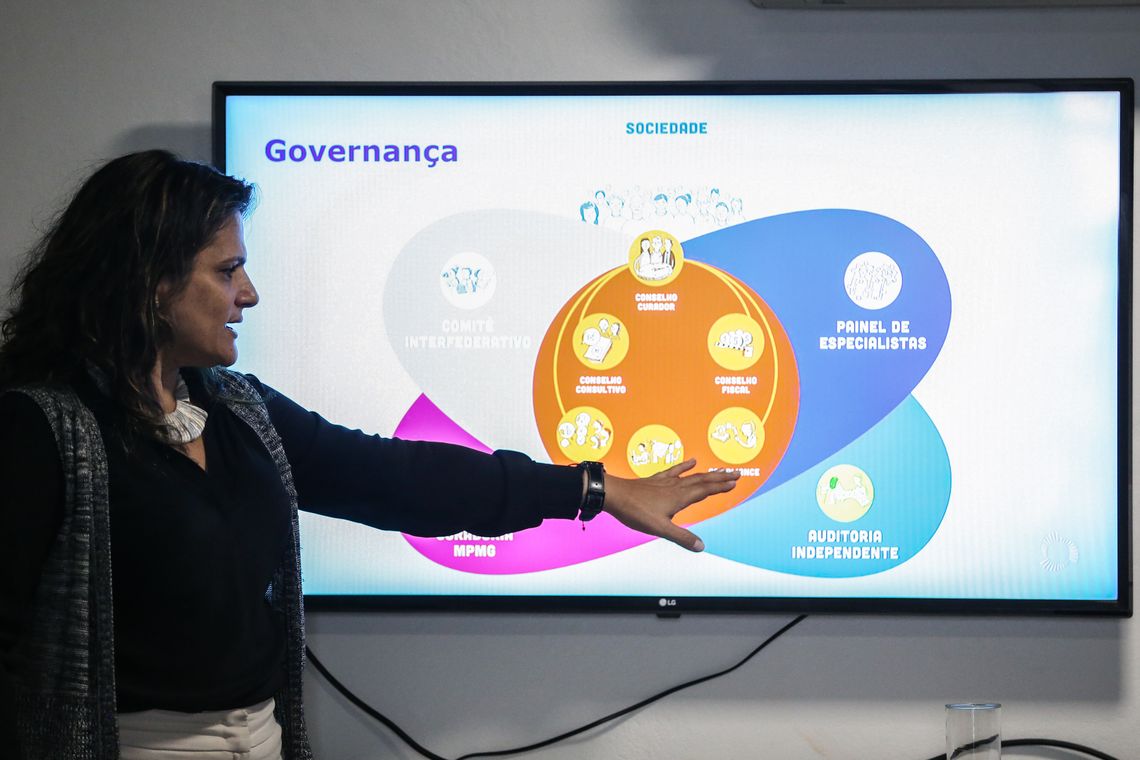 José Cruz/Agência Brasil Mariana (MG) - Diretora de desenvolvimento institucional da Fundação Renova, Andrea Azevedo, fala sobre as ações desenvolvidas pela fundação, após o rompimento da Barragem de Fundão (José Cruz/Agência Brasil)