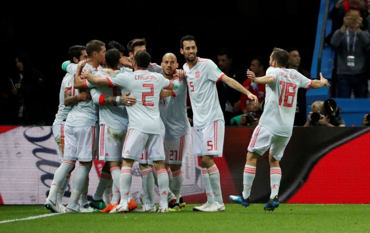 Copa 2018: Espanha e IrÃ£. ComemoraÃ§Ã£o do primeiro gol da Espanha.