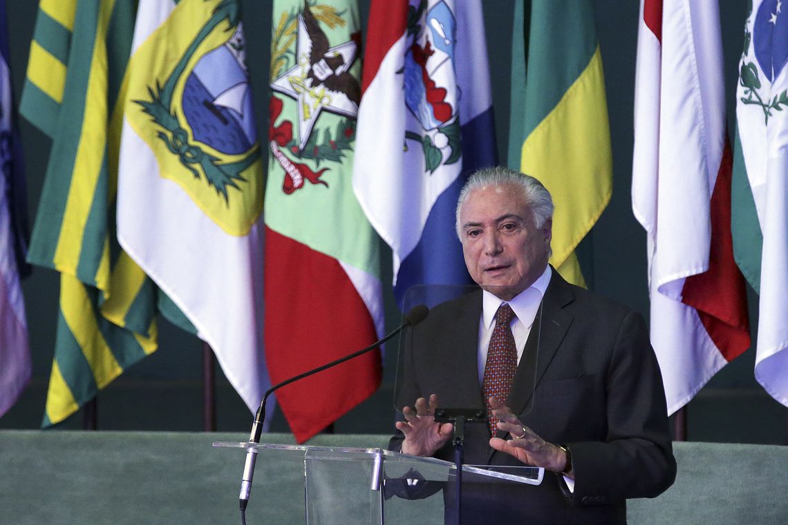 Antonio Cruz/Agência Brasil O presidente Michel Temer participa da abertura do Seminário Nacional de Segurança Pública, na Academia Nacional de Polícia, em Brasília.