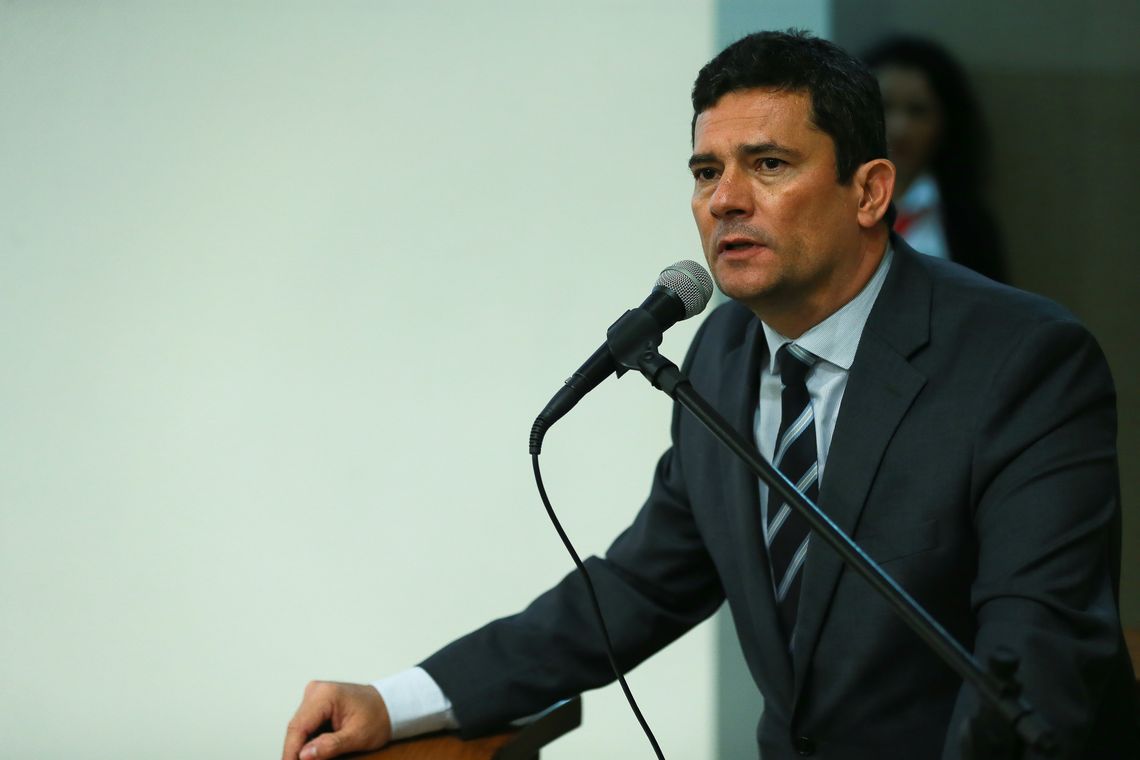 O ministro da Justiça e Segurança Pública, Sergio Moro; participa do lançamento do canal exclusivo para receber denúncias de atos ilícitos praticados contra a administração pública