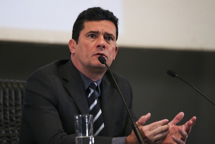José Cruz/Agência Brasil O ministro da Justiça e Segurança Pública, Sergio Moro, participa da solenidade de abertura da 13ª Jornada Lei Maria da Penha