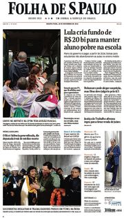 Capa do Jornal Folha de S. Paulo Edição 2023-11-29