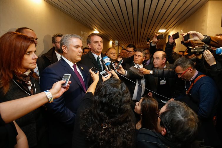  Presidente da Repblica, Jair Bolsonaro, e o Presidente da Colmbia, Ivn Duque Mrquez, durante declarao conjunta sobre o Governo da Venezuela. 