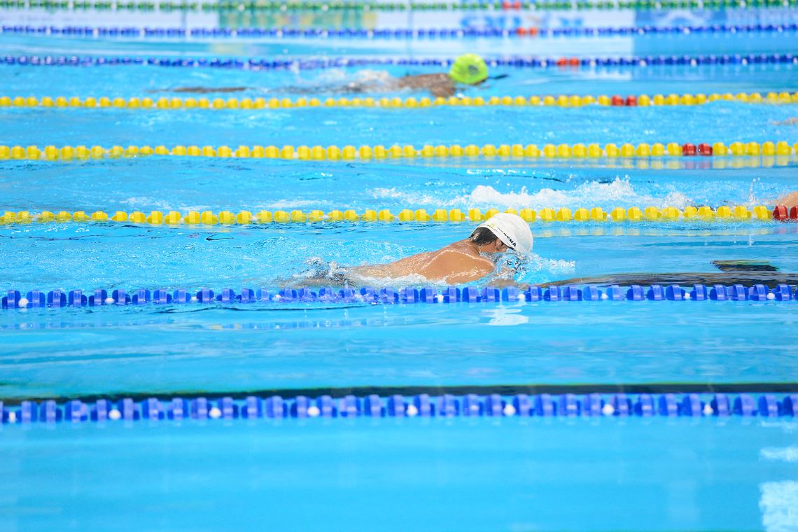 Fernando Frazão/Agência Brasil Rio de Janeiro - Atletas paralímpicos do México, Espanha e Brasil disputam prova de 50 metros nado peito, em evento-teste de natação no Estádio Aquático do Parque Olímpico, em Jacarepaguá (Fernando Frazão/Agência Brasil)