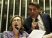 Brasília - O deputado Jair Bolsonaro discute com a deputada Maria do Rosário durante comissão geral, no plenário da Câmara dos Deputados, que discute a violência contra mulheres  (Marcelo Camargo/Agência Brasil)