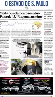 Capa do Jornal O Estado de S. Paulo Edição 2020-05-15